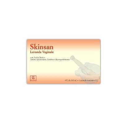 Duș vaginal Skinsan 4 flacoane 140 ml + 4 canule vaginale de unică folosință în blister