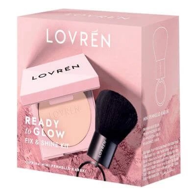 Lovren ready to glow travel kit pudră fix & shine 1 pudră + 1 perie kabuki