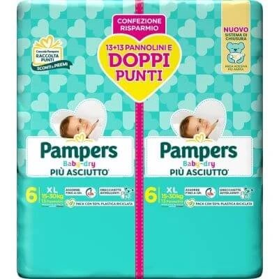 Pampers baby dry nappy duo downcount xl 26 bucăți