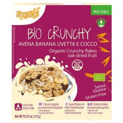 Easy to go ovăz organic crocant banane sultane și nucă de cocos 375 g