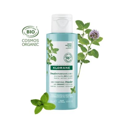 Klorane pulbere purificatoare de apă cu mentă 50 g