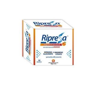 Ripresa 30bust 10g supliment alimentar de magneziu și potasiu pliculețe efervescente utile în stările de oboseală