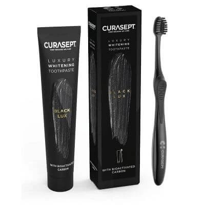 Curasept black luxury pastă de dinți de albire 75 ml + periuță de dinți