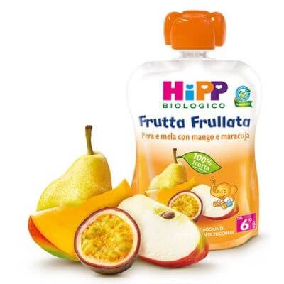 Hipp bio smoothie de fructe pere / mere cu mango și maracuja 90 g