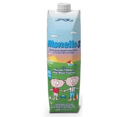 Monello 3 formulă de creștere pe bază de lapte pentru copii de la 1 la 3 ani lichid 1 litru