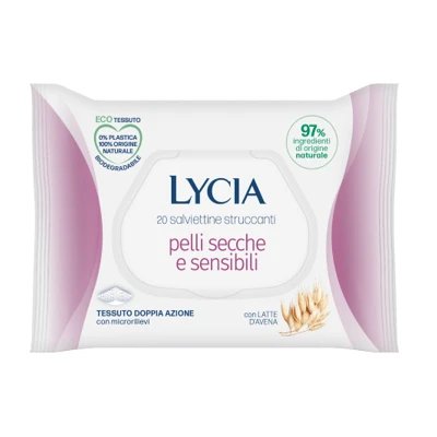 Șervețele demachiante Lycia pentru piele uscată și sensibilă 20 bucăți