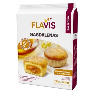 Flavis magdalenas gustări cu conținut scăzut de proteine cu gem de caise 4 porții unice de 50 g