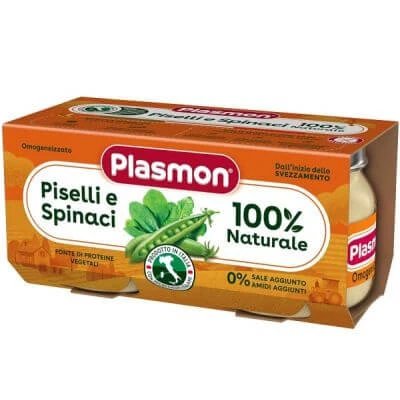 Plasmon mazăre omogenizată spanac 2 bucăți 80 g