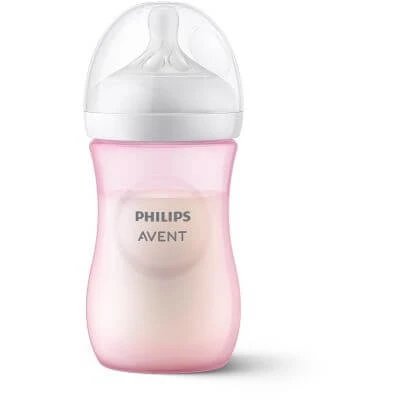Sticlă Avent răspuns natural 260ml roz debit tetină 3