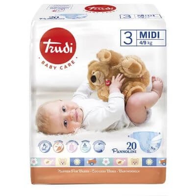 Trudi baby care baby nappy midi 4/9 kg 20 bucăți