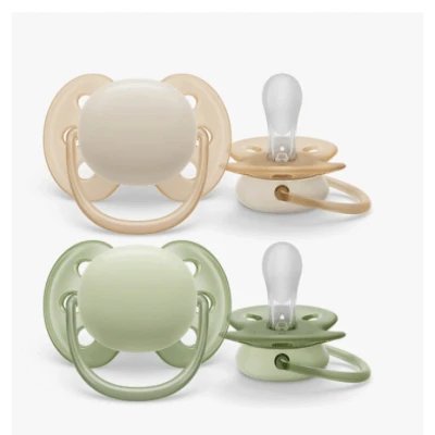 Avent suzetă ultra moale 0-6m cremă/verde