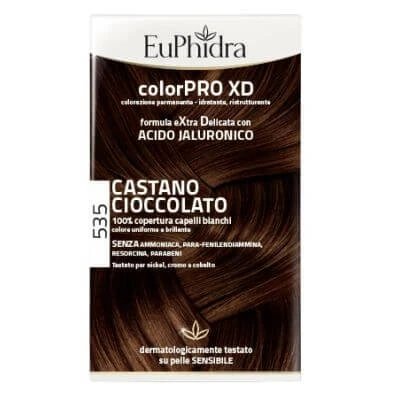 Euphidra colourpro xd 535 gel de colorare a părului maro ciocolatiu în sticlă + activator + balsam + mănuși