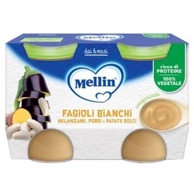 Fasole albă omogenizată Mellin și vinete 2 bucăți 130 g