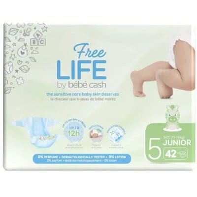 Freelife by bebecash junior mărimea 5 11-25 kg talie 41-62 cm 42 bucăți