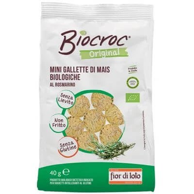 Biocroc mini prăjituri de porumb organice cu rozmarin 40 g