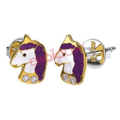 Bjt702 cercei unic violet placat cu aur