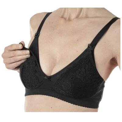 Sutien de alăptare din bumbac Mammy negru 3c
