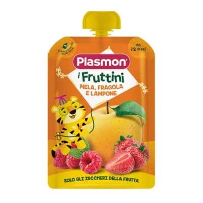 Plasmon i fruttini căpșuni mere și zmeură 130 g