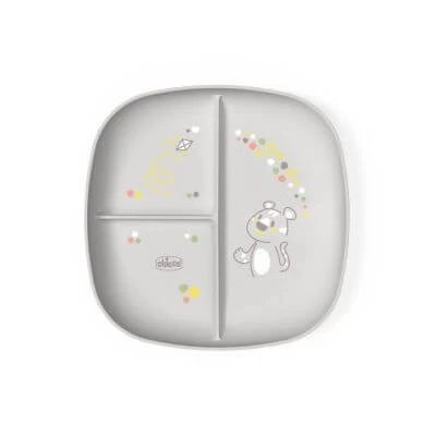 Farfurie porționată Chicco 18m+ gri