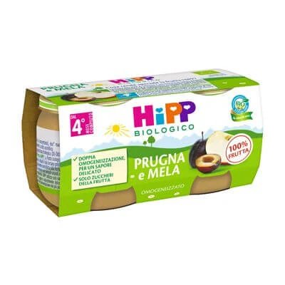 Hipp bio omogenizat prune și mere 2 x 80 g