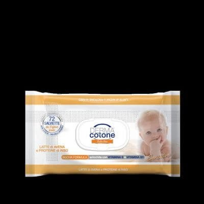 Dermacotone baby line lapte ovăz și orez proteine șervețele 72 bucăți