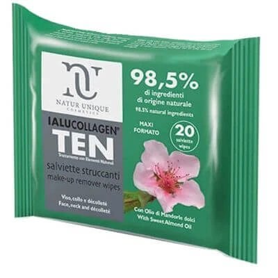 Natur unique ialucollagen zece șervețele de curățare a feței 20 șervețele maxi