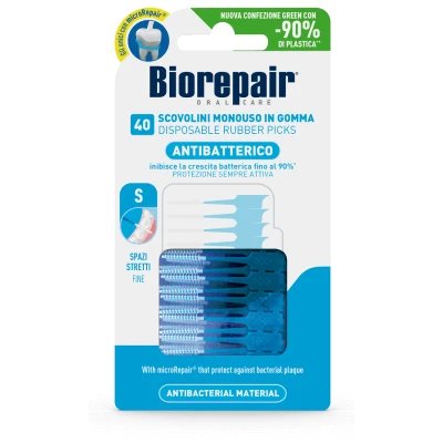 Biorepair îngrijire orală cauciuc antibacterian de unică folosință periuțe de dinți spații înguste 40 bucăți