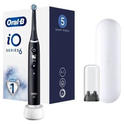 Oral-b io 6 negru periuță de dinți electrică + 2 rezerve