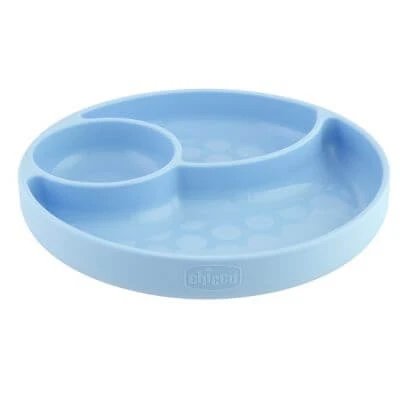 Veselă cu ventuză din silicon Chicco albastru