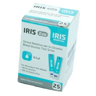 benzi de măsurare a glicemiei iris evo 25 bucăți