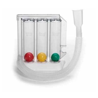 Dispozitiv de antrenament respirator cu inhalare pentru un singur pacient respiprogram Corp cu 3 camere cu indicatori mobili, cu tub de polietilenă și piesă bucală