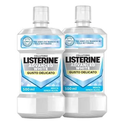 Listerine advanced white pachet aromă ușoară 2 x 500 ml