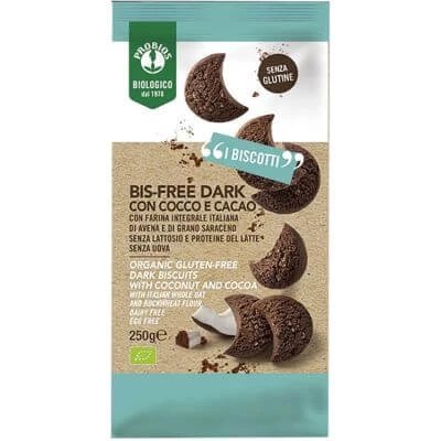 Probios organic fără bis întunecat cu nucă de cocos și cacao 250 g