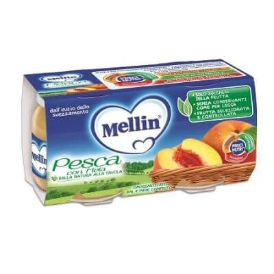 Mere piersici omogenizate Mellin 100 g 2 bucăți