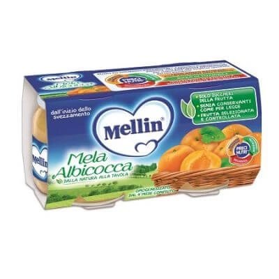 Măr/apricot omogenizat Mellin 100 g 2 bucăți