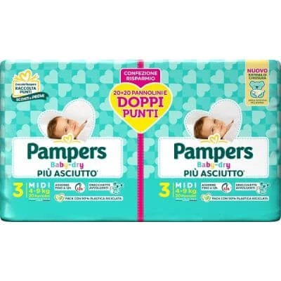Pampers baby dry nappy duo downcount midi 40 bucăți