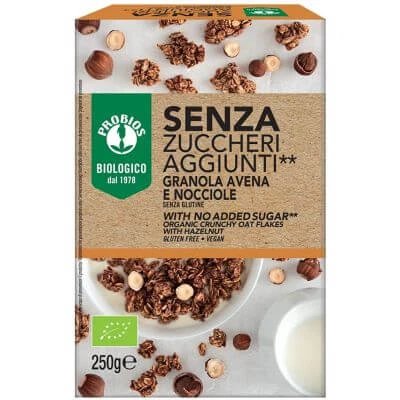 Probios granola fără zahăr adăugat ovăz și alune fără gluten 250 g
