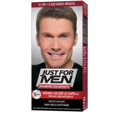 Just for men șampon colorant h35 maro mediu activator lumină 38,5 ml + bază de culoare 27,5 ml