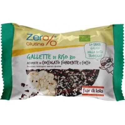 Prăjituri de orez Zer%gluten cu ciocolată neagră și nucă de cocos