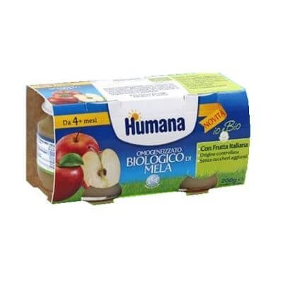 Humana măr organic omogenizat 2 borcane 100g