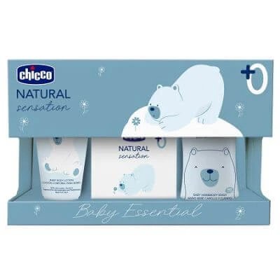 Set baie-sampon+cremă de corp+perfumul Chicco natural sensation