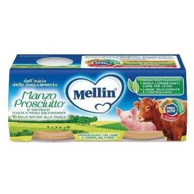 Șuncă de vită omogenizată Mellin cu legume 2 bucăți x 120 g