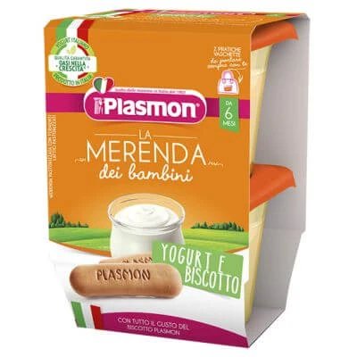 Plasmon la merenda dei bambini sapore di natura yogurt biscuit aseptic 2 x 120 g