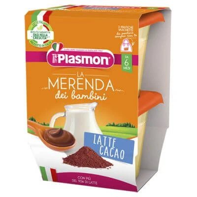 Plasmon la merenda dei bambini gustări aseptice cu cacao și lapte 2 x 120 g