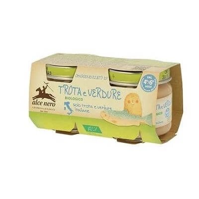 Păstrăv omogenizat și legume pentru copii bio 2 x 80 g