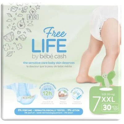 Freelife by bebecash scutece xxl mărimea 7 15 kg+ 30 bucăți