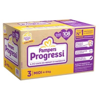 Pampers quadri progress midi 108 bucăți