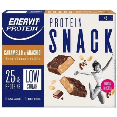 Snack proteic Enervit caramel și alune 8 bucăți 31 g