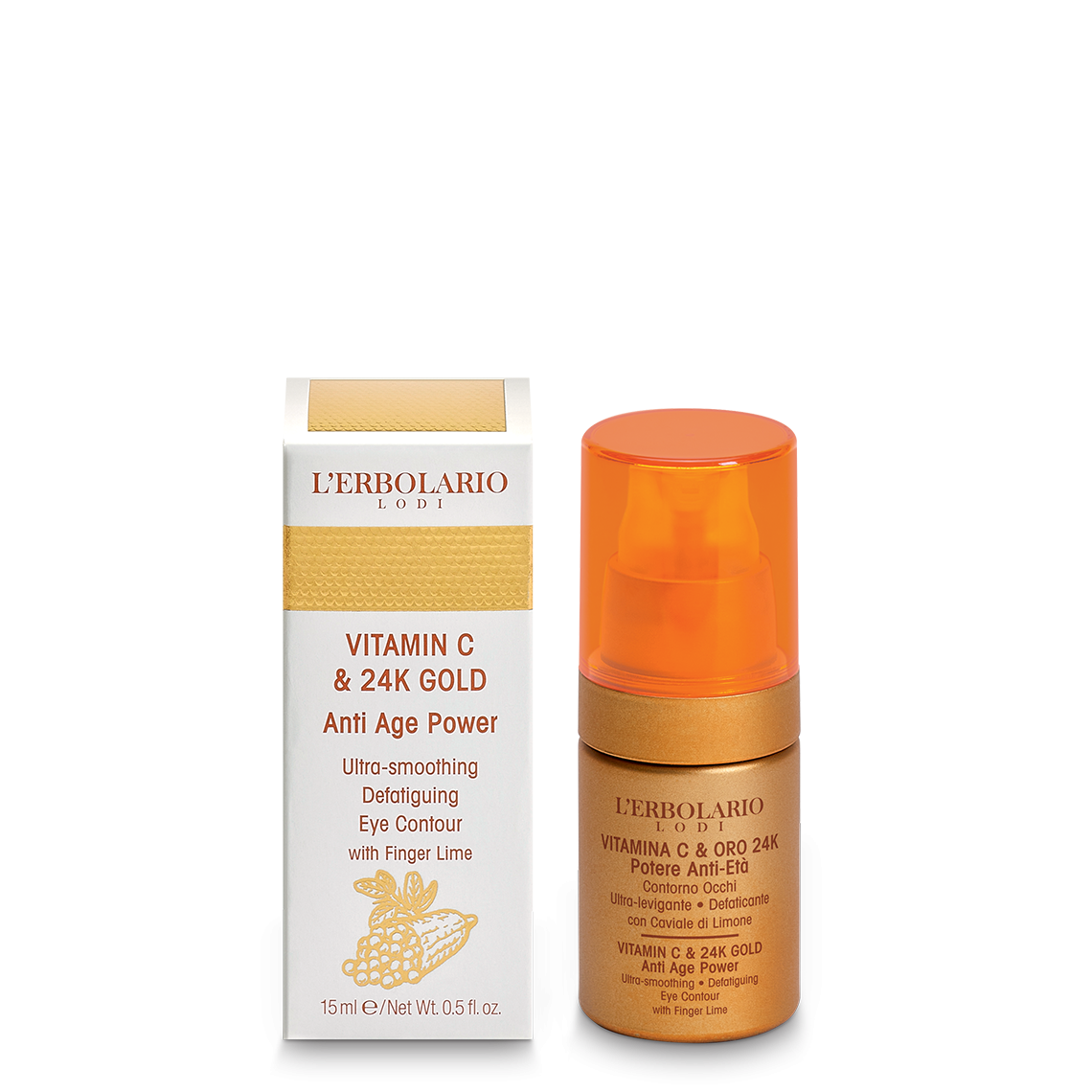 L'Erbolario Pudra de ochi Vitamina C si Aur 24K, 15ml