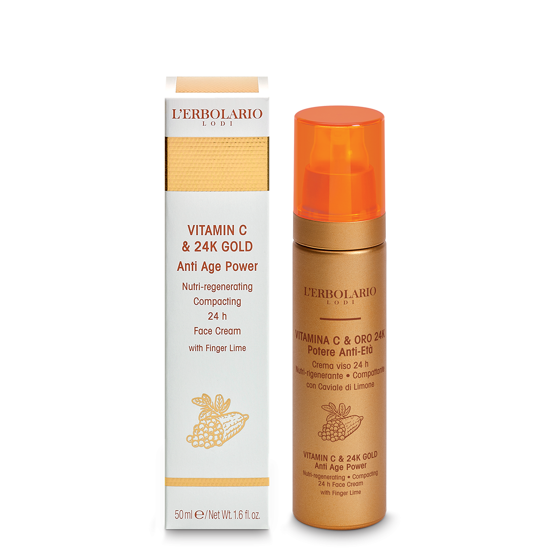 L’Erbolario Crema de fata Vitamina C si Aur de 24K, 50ml